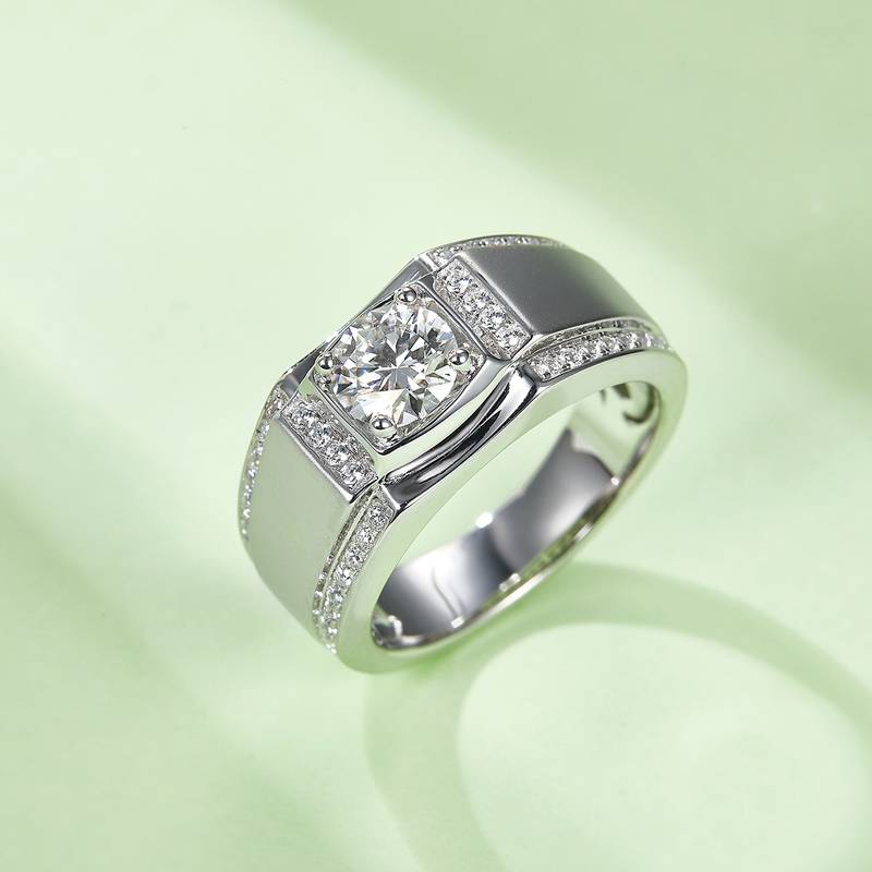 羽凡款S925银镀白金MoissaniteMen's Ring1ctD级
